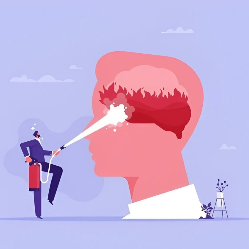 a fireman calms fire in the brain