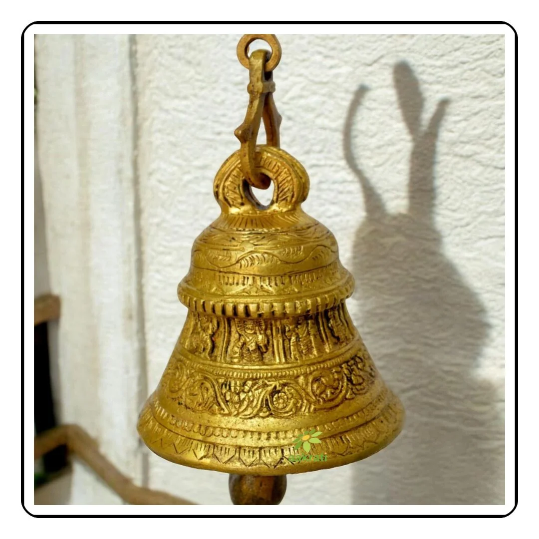 Decorated Brass Bell Close Up