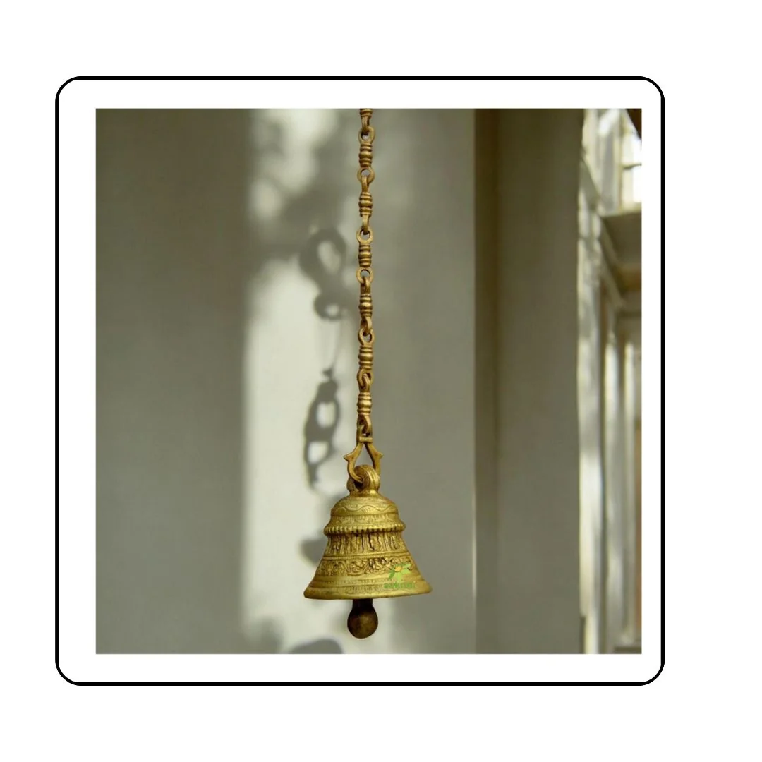 Decorated Brass Bell with Chain