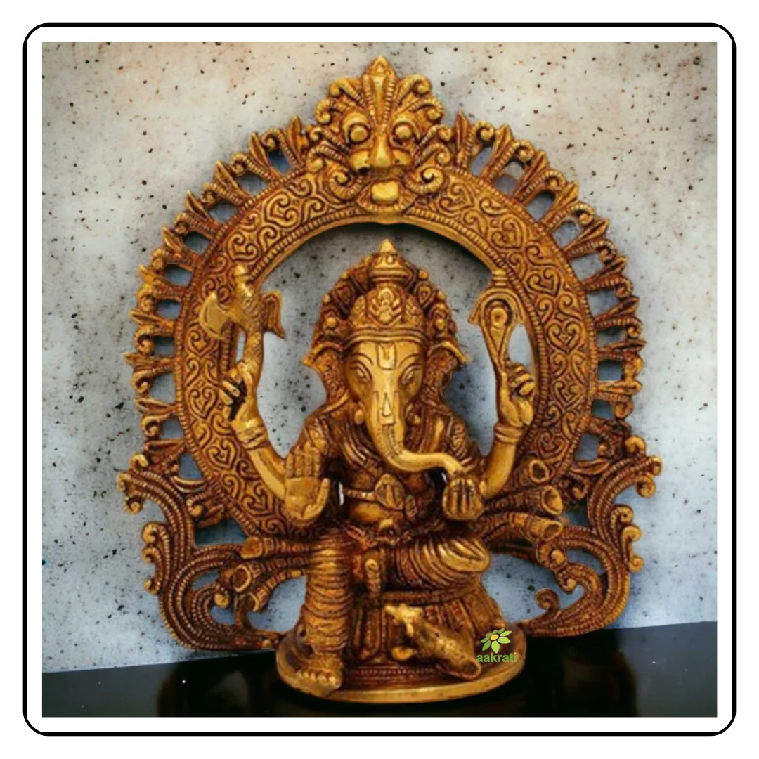 Brass Cross Legged Ganesh Statue for Good Luck